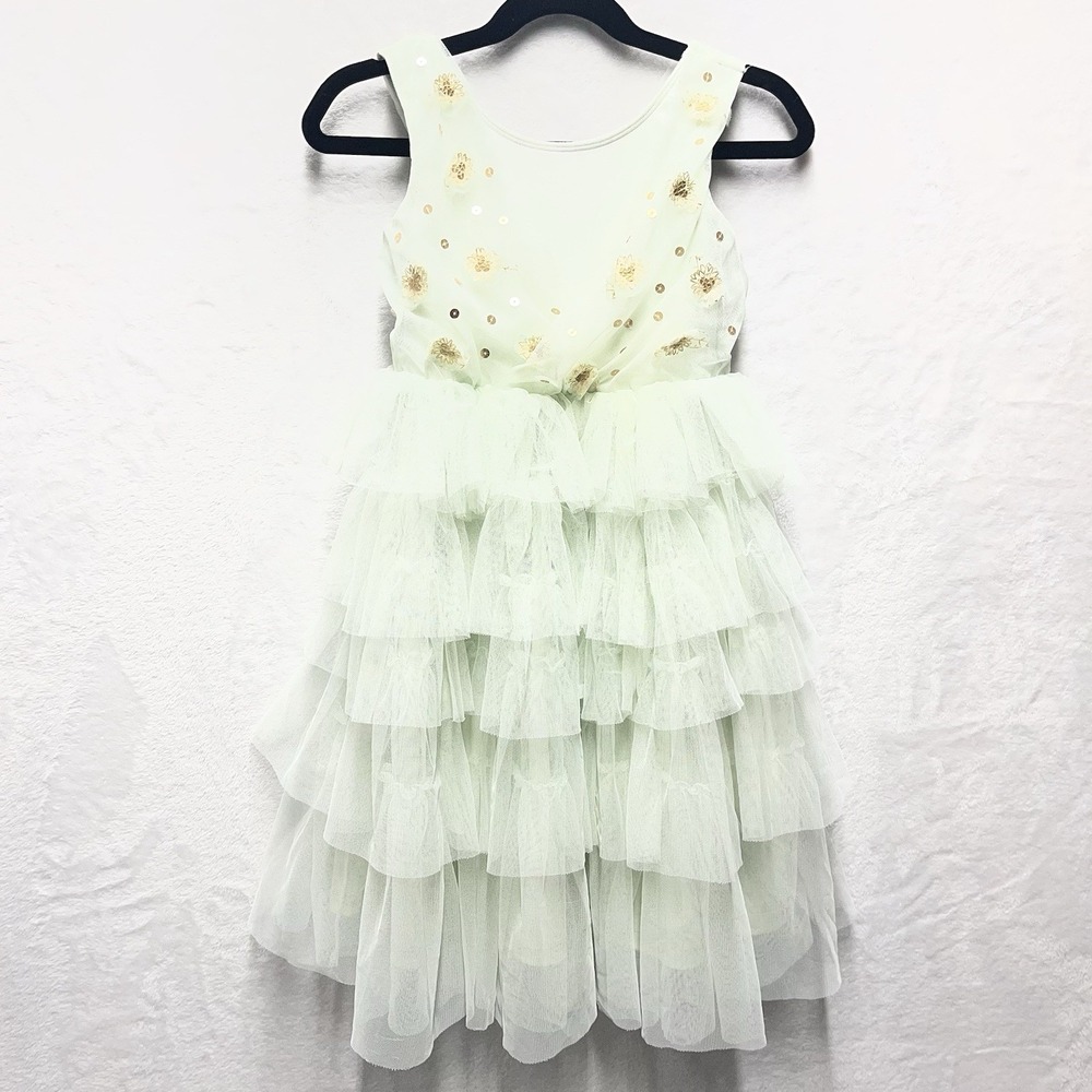 Disney Parks Princess Tiana Dress Toddler Girl 4 Tulle Layered Sequined